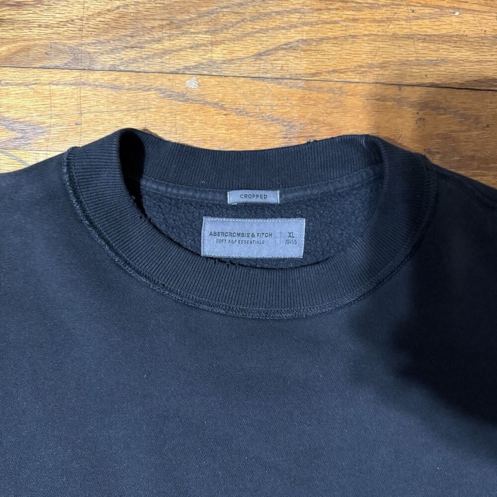 ABERCROMBIE & FITCH Cropped Oversized Sweater Black Boxy Size XL - Picture 2 of 5